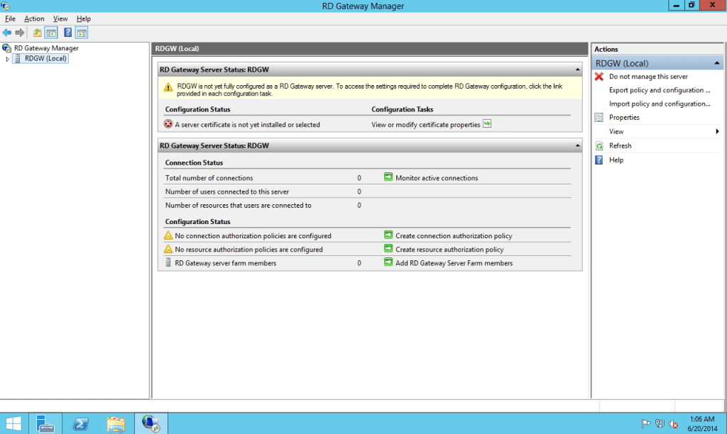 RD Gateway is not configured