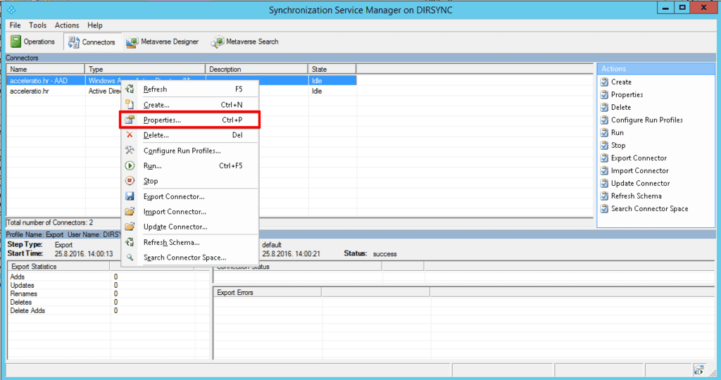 Synchronization Service Manager on DirSync