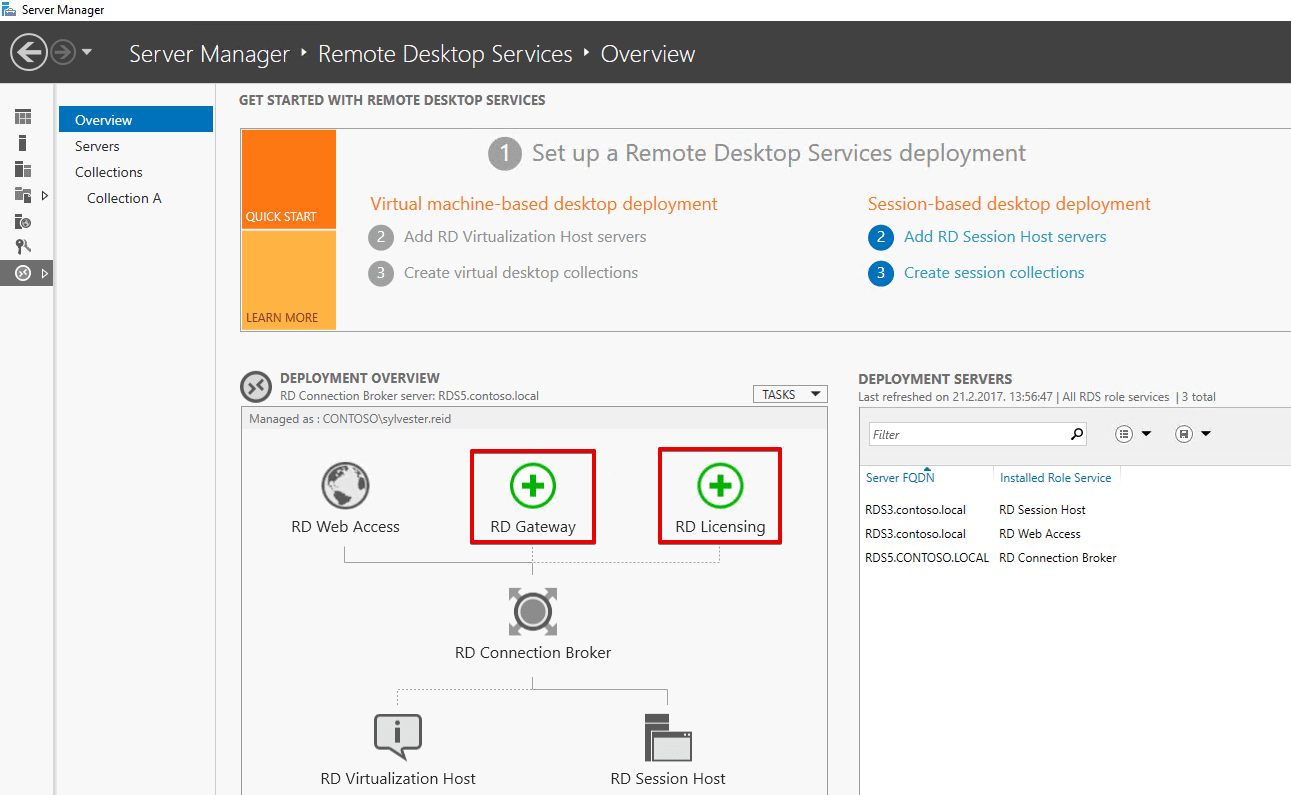 Installing additional roles for Remote Desktop Services 2016