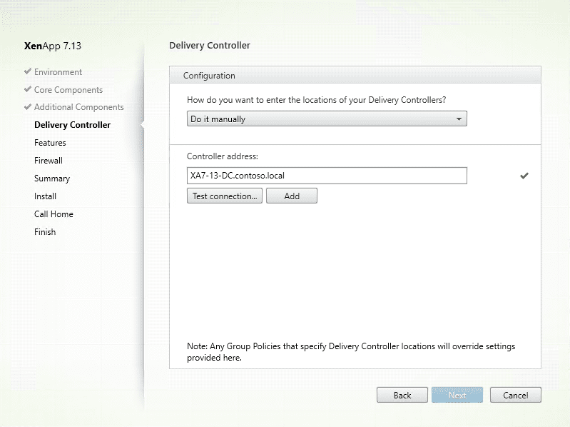 Citrix XenApp installation - Delivery controller setup