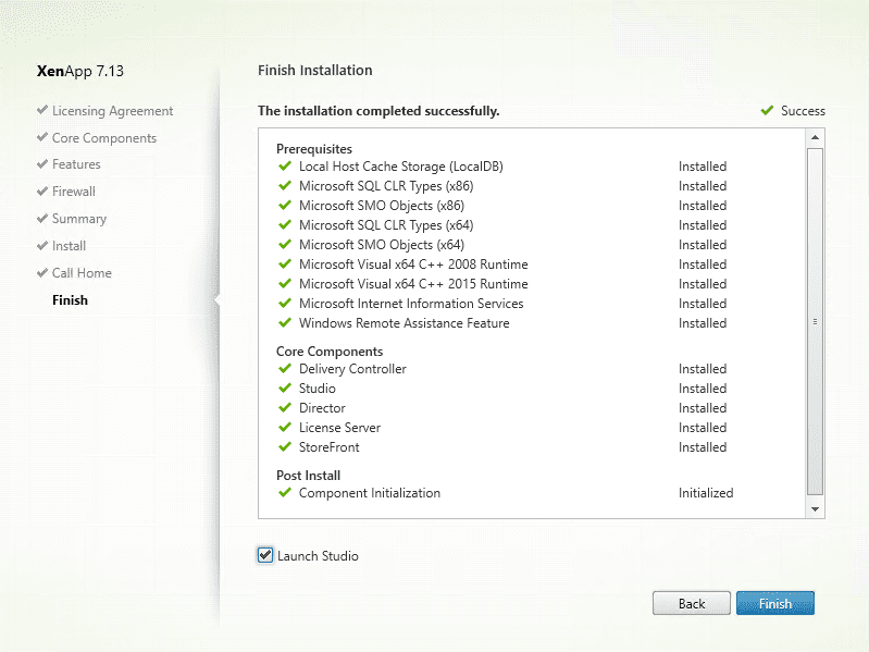 Citrix XenApp installation - Successful installation