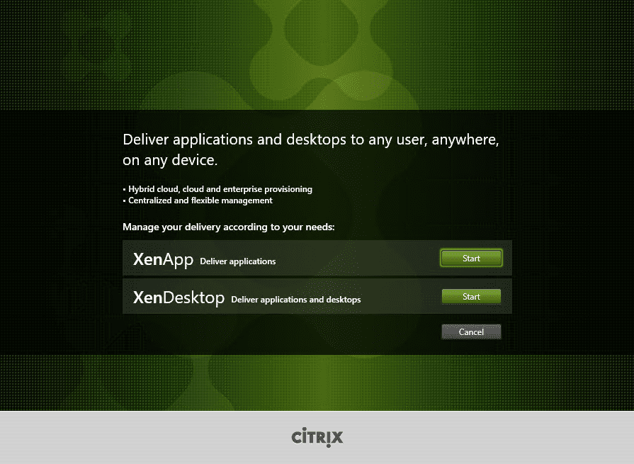 Citrix XenApp Installation - Start Screen