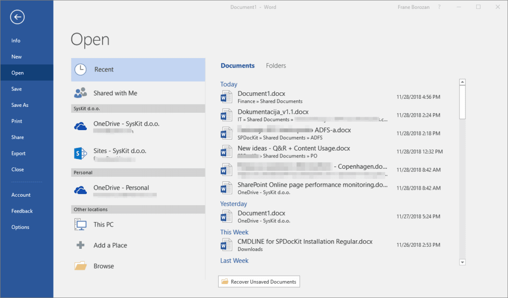 word connected to sharepoint