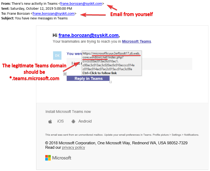 microsoft teams phising