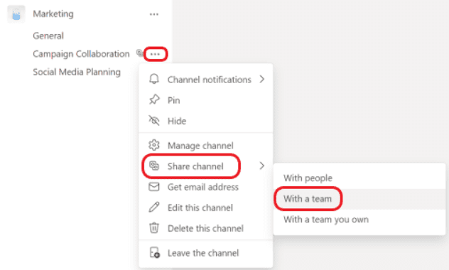 How to share a channel with another team in MS Teams